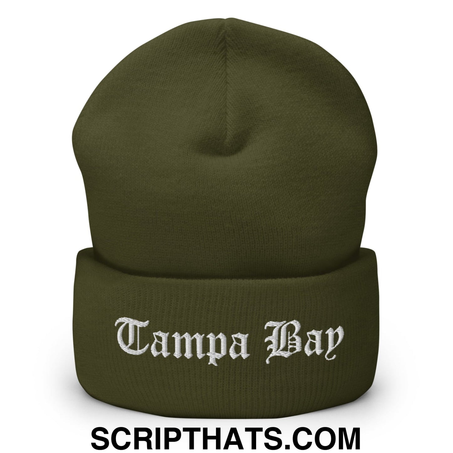 Tampa Bay Old English Embroidered Knit Cuffed Beanie Olive