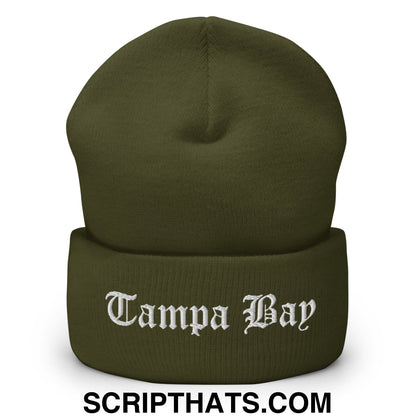 Tampa Bay Old English Embroidered Knit Cuffed Beanie Olive