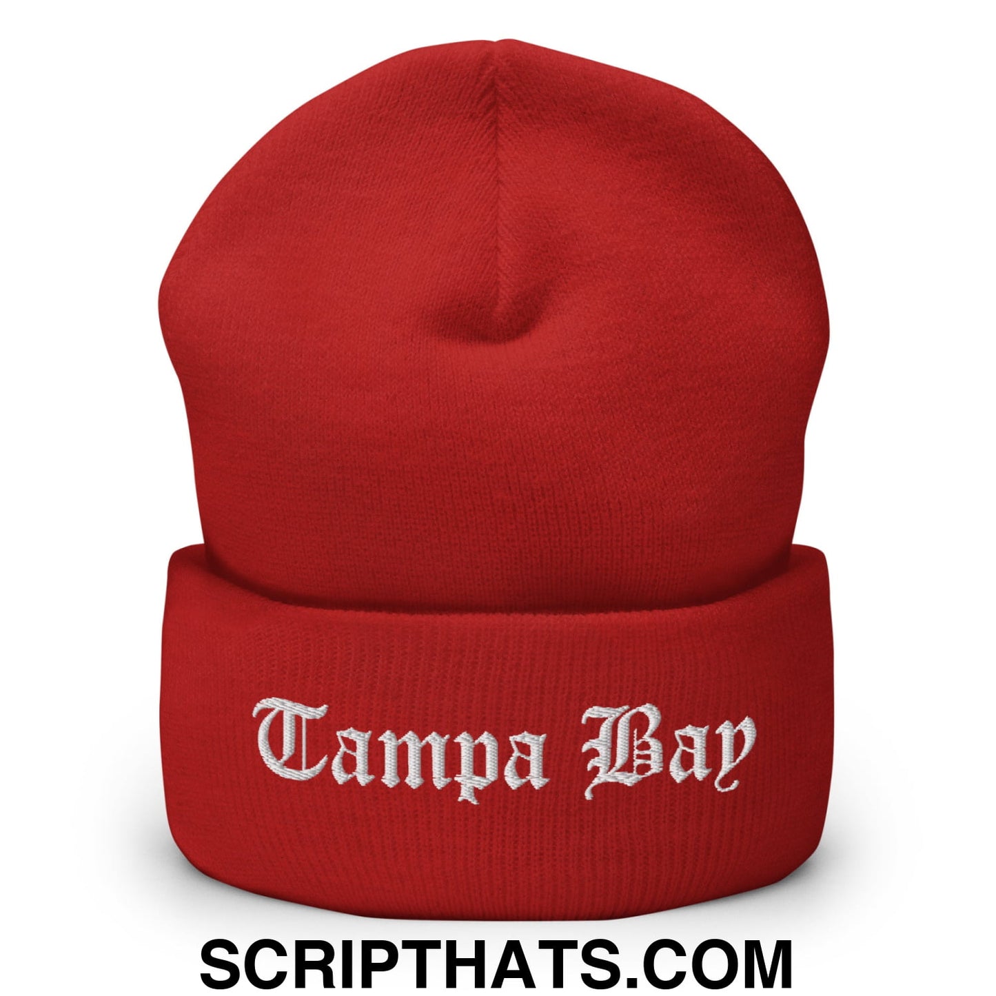 Tampa Bay Old English Embroidered Knit Cuffed Beanie Red