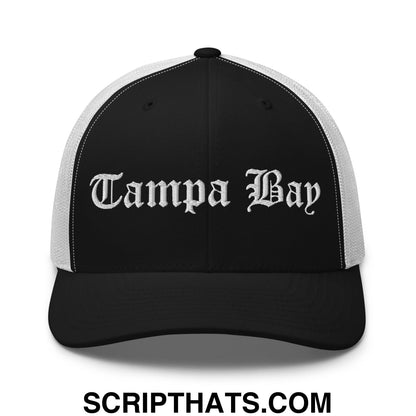 Tampa Bay Old English Embroidered Mesh Trucker Hat Black White