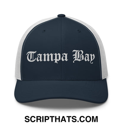 Tampa Bay Old English Embroidered Mesh Trucker Hat Navy White