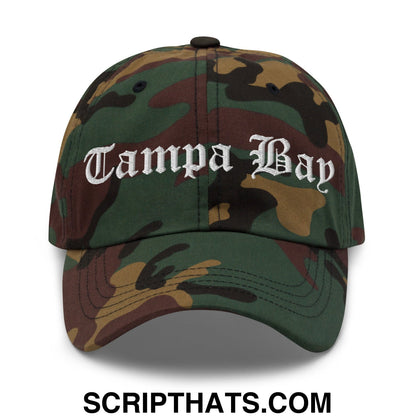 Tampa Bay Old English Embroidered Unstructured Dad Hat Green Camo