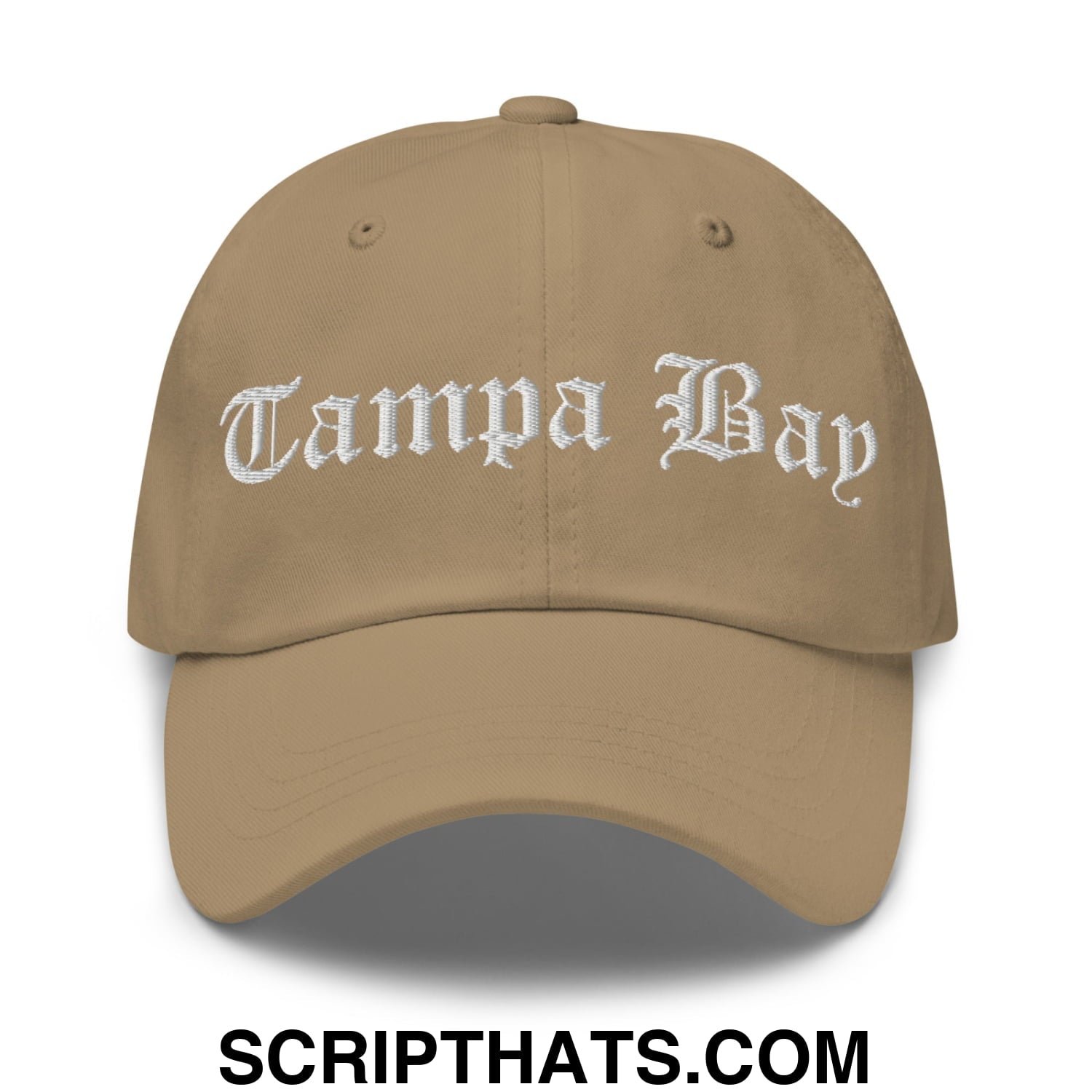 Tampa Bay Old English Embroidered Unstructured Dad Hat Khaki