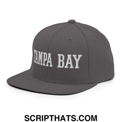 Tampa Bay Varsity College Block Embroidered Flat Bill Brim Snapback Hat Dark Grey