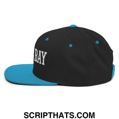 Tampa Bay Varsity College Block Embroidered Flat Bill Brim Snapback Hat Black Teal