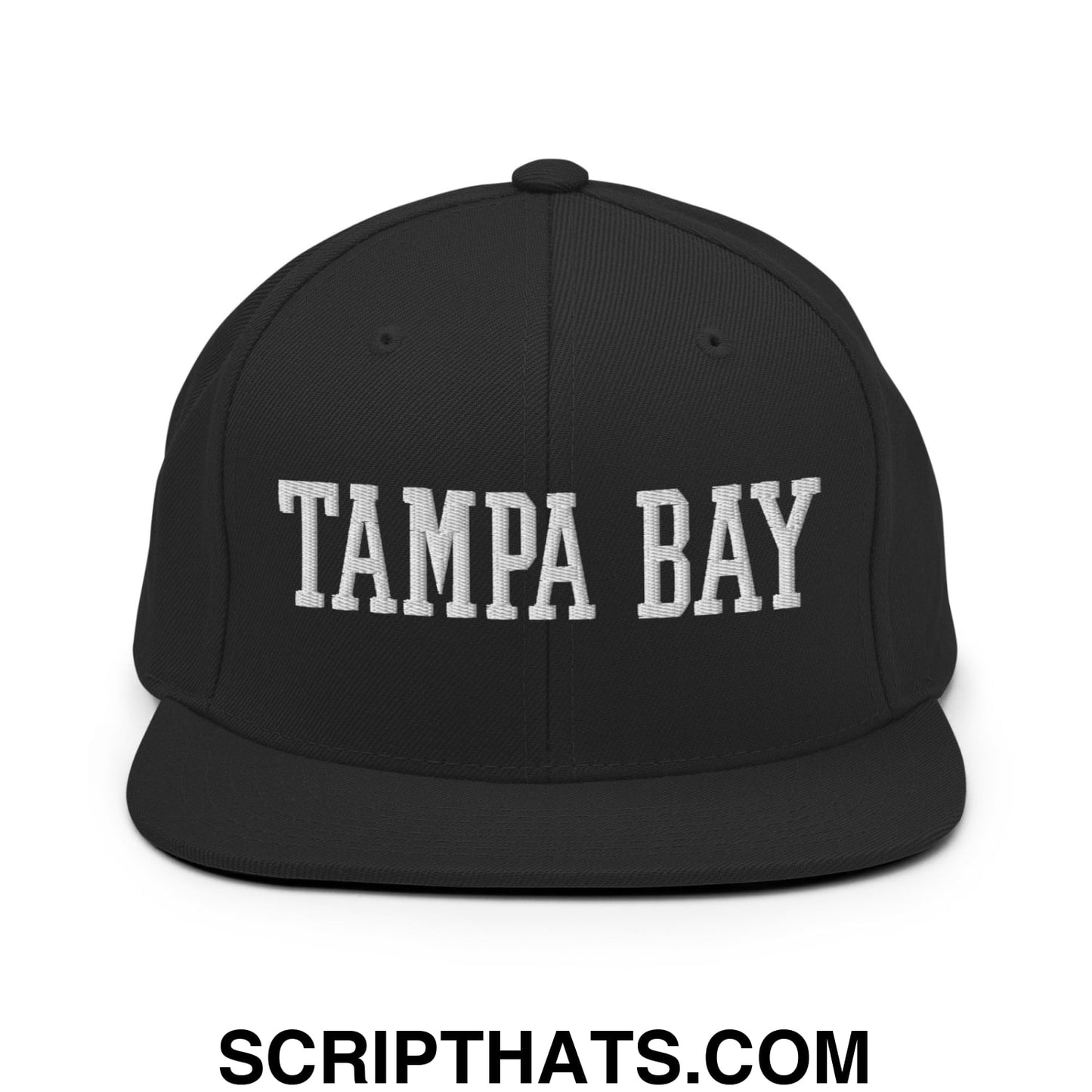 Tampa Bay Varsity College Block Embroidered Flat Bill Brim Snapback Hat Black