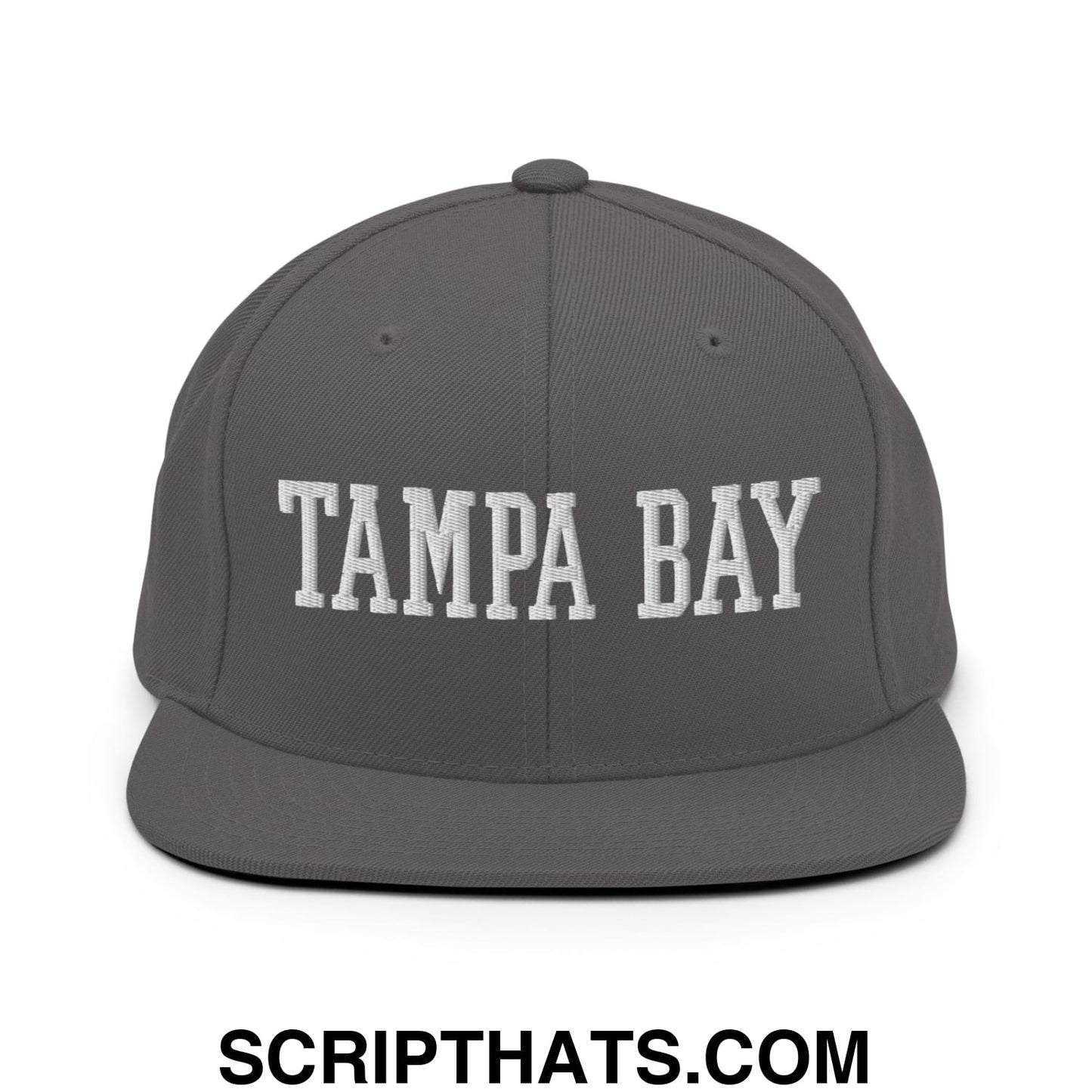 Tampa Bay Varsity College Block Embroidered Flat Bill Brim Snapback Hat Dark Grey