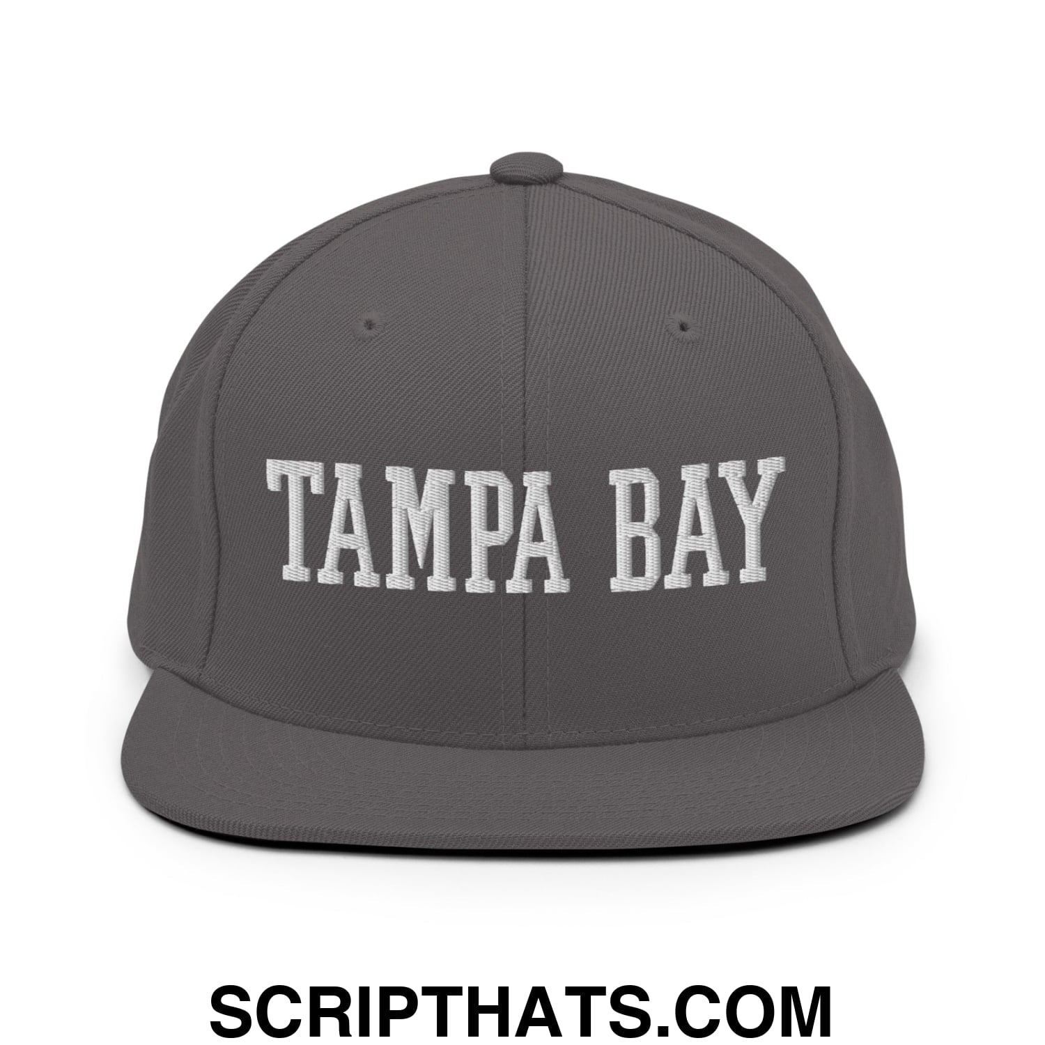 Tampa Bay Varsity College Block Embroidered Flat Bill Brim Snapback Hat Dark Grey