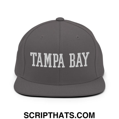Tampa Bay Varsity College Block Embroidered Flat Bill Brim Snapback Hat Dark Grey