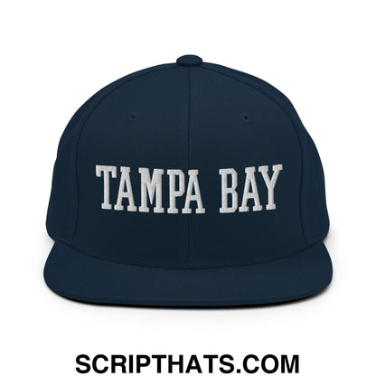 Tampa Bay Varsity College Block Embroidered Flat Bill Brim Snapback Hat Dark Navy