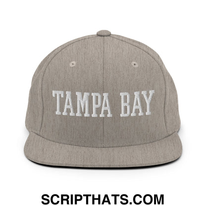 Tampa Bay Varsity College Block Embroidered Flat Bill Brim Snapback Hat Heather Grey
