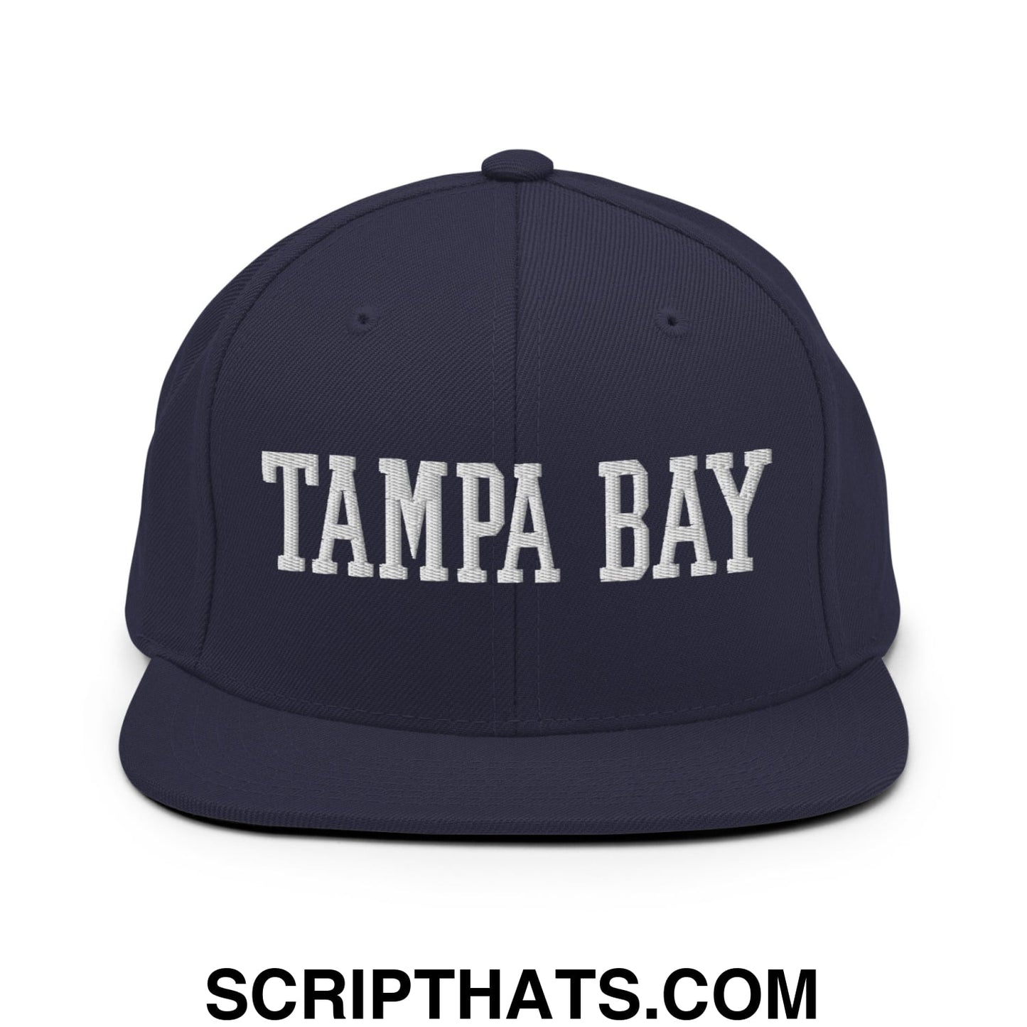 Tampa Bay Varsity College Block Embroidered Flat Bill Brim Snapback Hat Navy