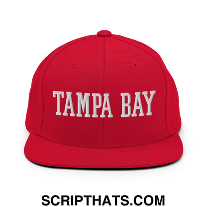 Tampa Bay Varsity College Block Embroidered Flat Bill Brim Snapback Hat Red