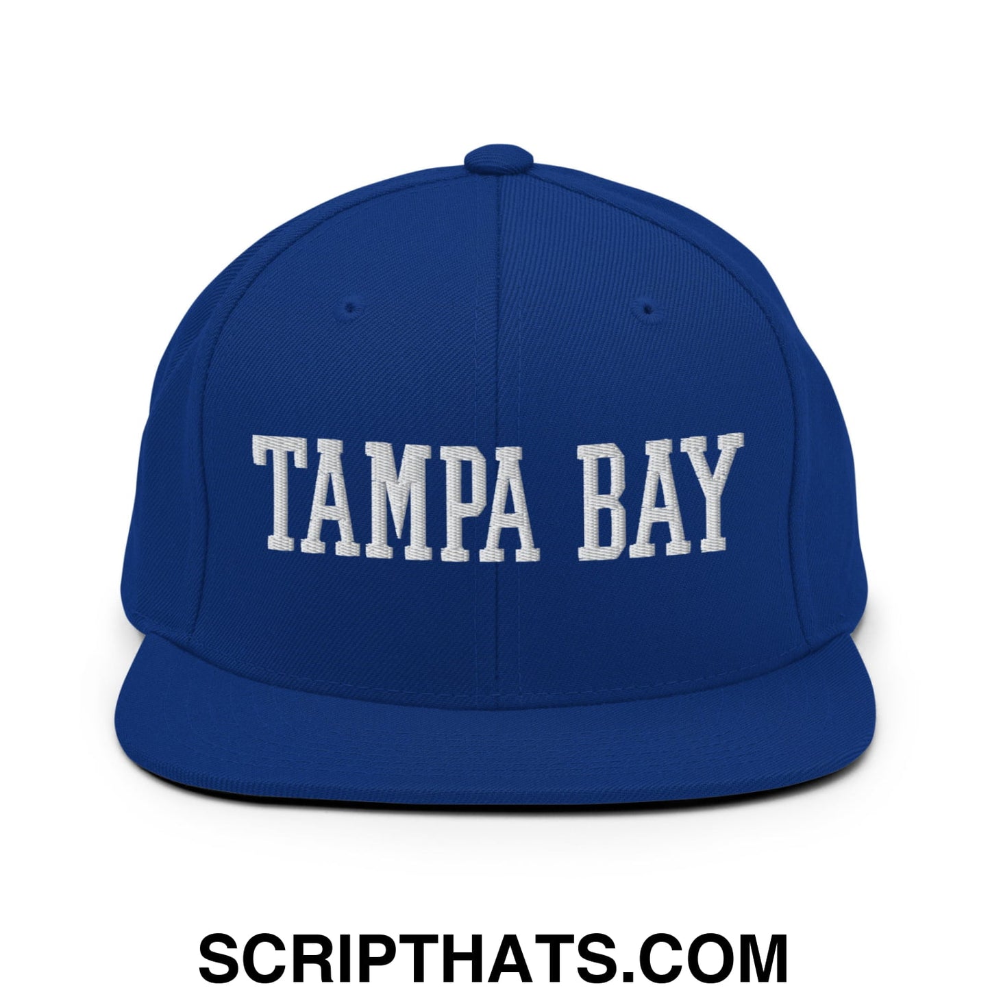 Tampa Bay Varsity College Block Embroidered Flat Bill Brim Snapback Hat Royal Blue
