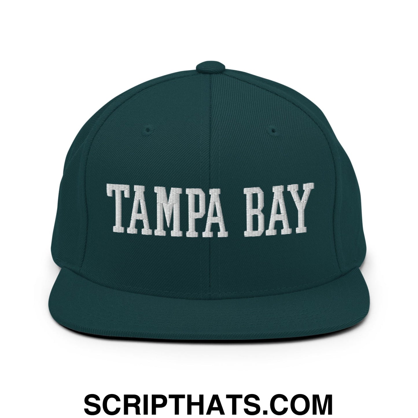 Tampa Bay Varsity College Block Embroidered Flat Bill Brim Snapback Hat Spruce