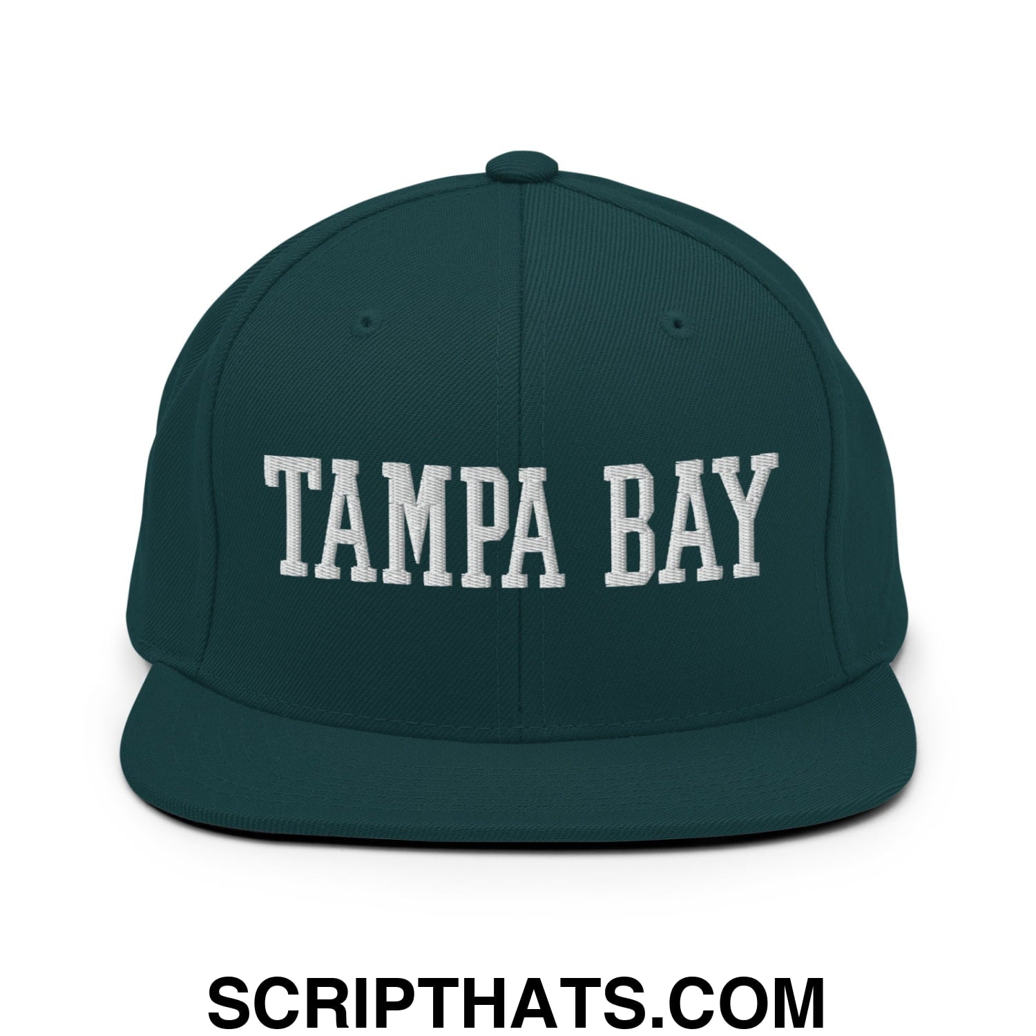 Tampa Bay Varsity College Block Embroidered Flat Bill Brim Snapback Hat Spruce