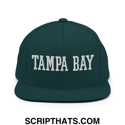 Tampa Bay Varsity College Block Embroidered Flat Bill Brim Snapback Hat Spruce