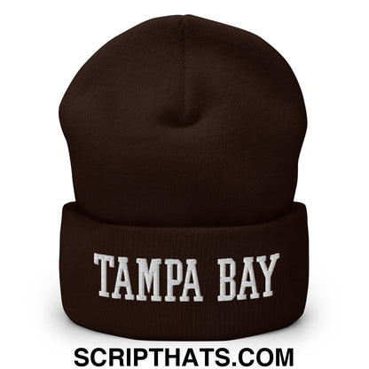 Tampa Bay Varsity College Block Embroidered Knit Cuffed Beanie Brown