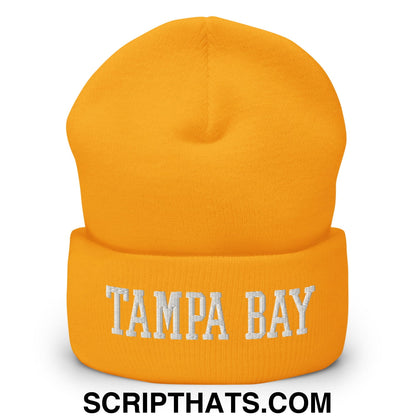 Tampa Bay Varsity College Block Embroidered Knit Cuffed Beanie Gold