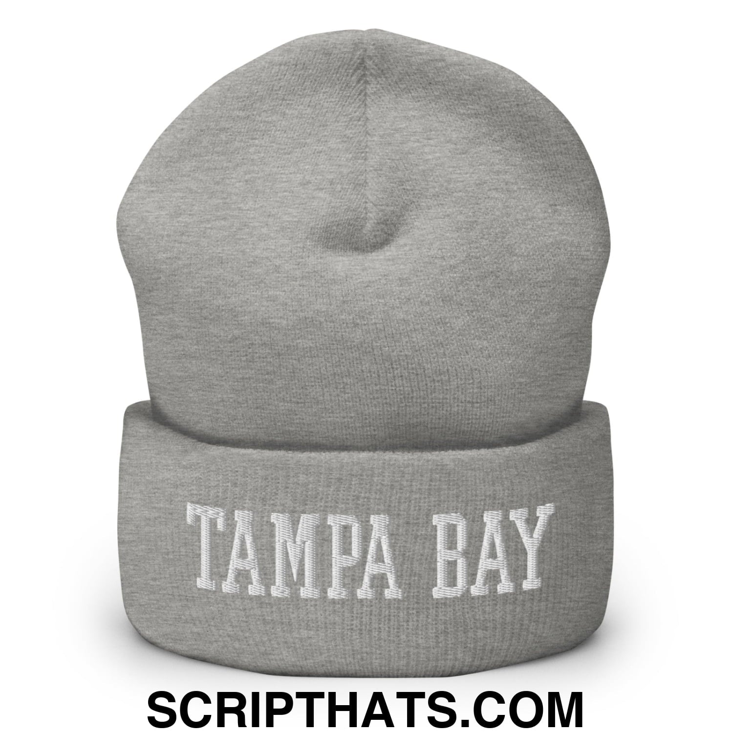 Tampa Bay Varsity College Block Embroidered Knit Cuffed Beanie Heather Grey