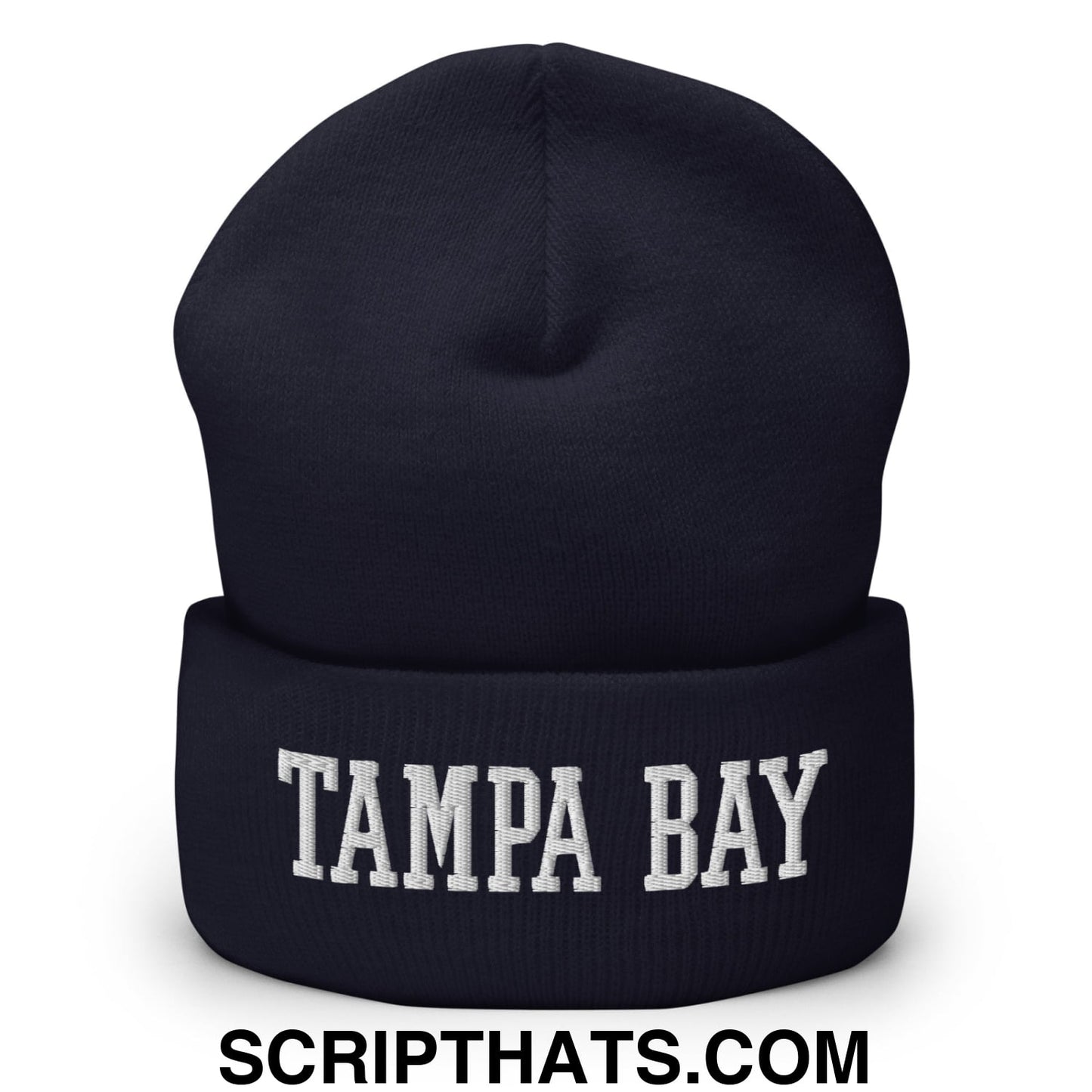 Tampa Bay Varsity College Block Embroidered Knit Cuffed Beanie Navy