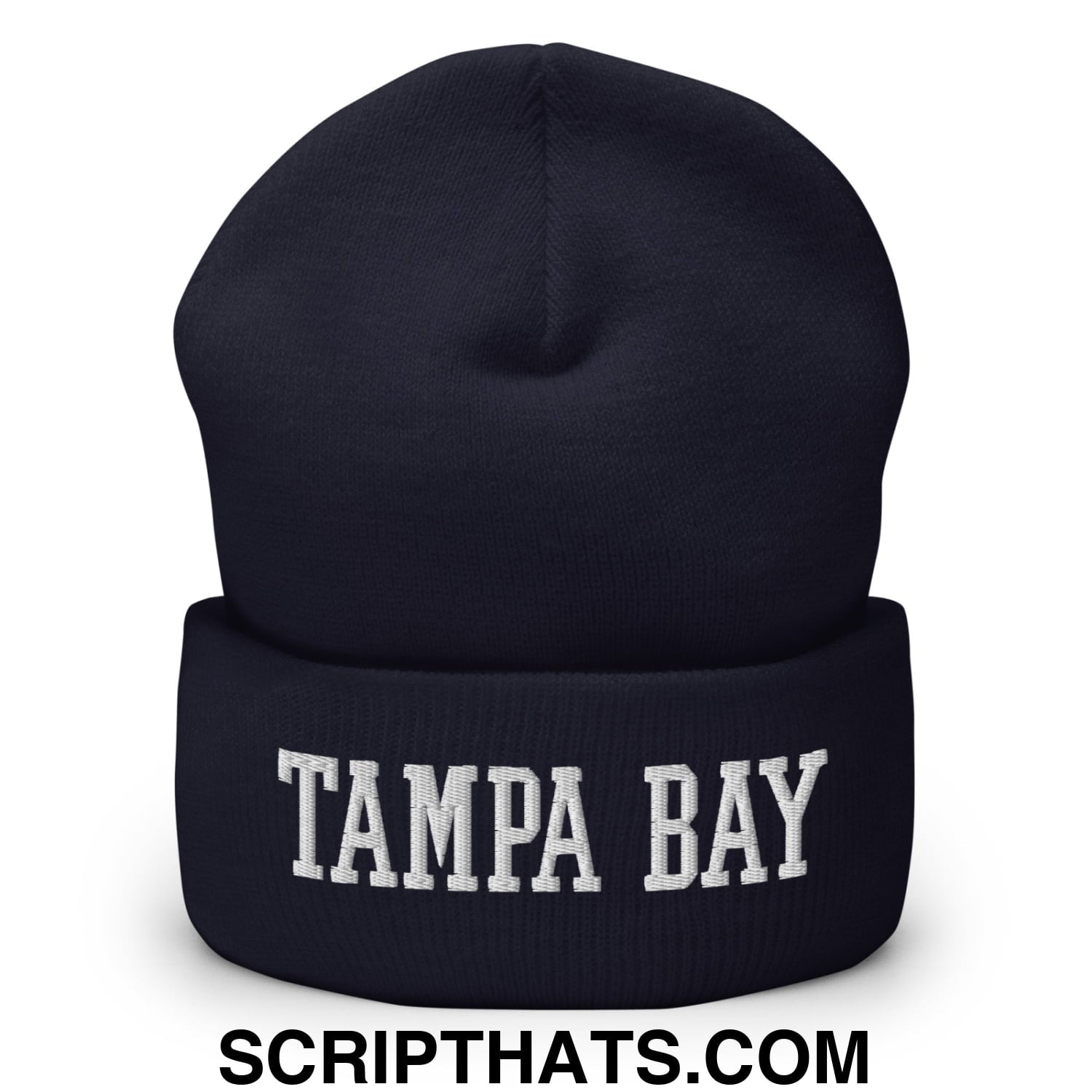 Tampa Bay Varsity College Block Embroidered Knit Cuffed Beanie Navy