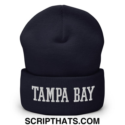 Tampa Bay Varsity College Block Embroidered Knit Cuffed Beanie Navy