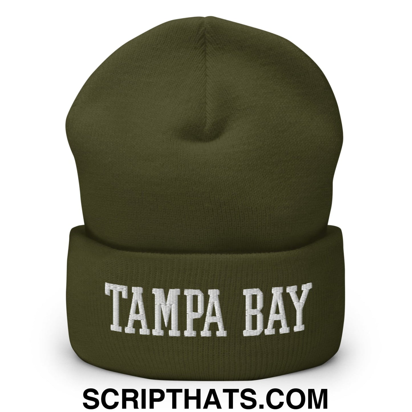 Tampa Bay Varsity College Block Embroidered Knit Cuffed Beanie Olive