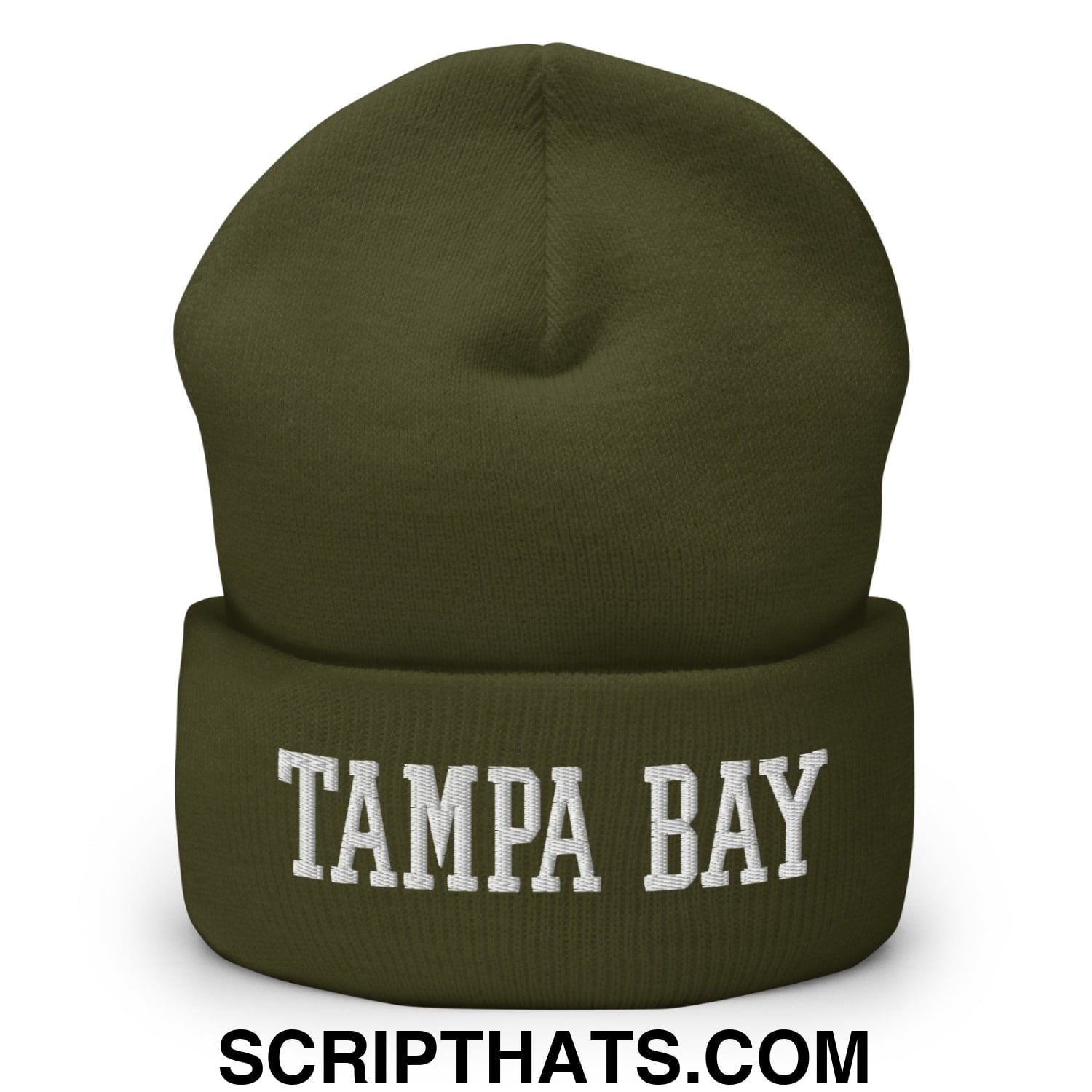 Tampa Bay Varsity College Block Embroidered Knit Cuffed Beanie Olive