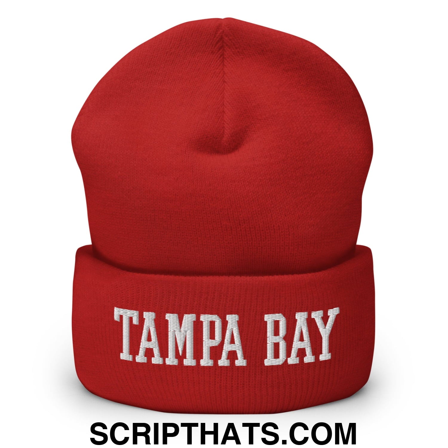 Tampa Bay Varsity College Block Embroidered Knit Cuffed Beanie Red