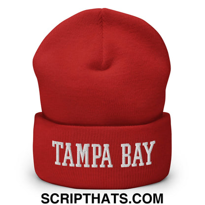 Tampa Bay Varsity College Block Embroidered Knit Cuffed Beanie Red