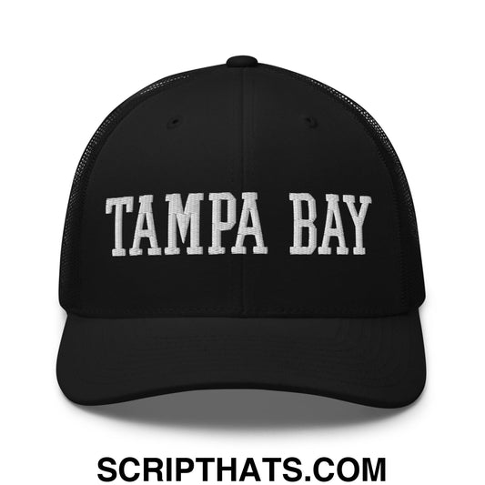 Tampa Bay Varsity College Block Embroidered Mesh Trucker Hat Black