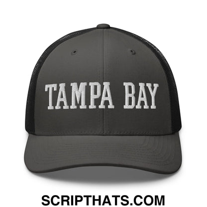 Tampa Bay Varsity College Block Embroidered Mesh Trucker Hat Charcoal Black