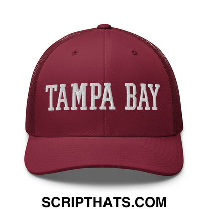 Tampa Bay Varsity College Block Embroidered Mesh Trucker Hat Cranberry