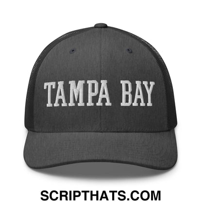 Tampa Bay Varsity College Block Embroidered Mesh Trucker Hat Dark Heather Gray