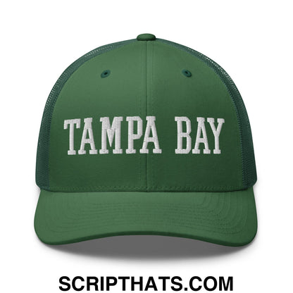 Tampa Bay Varsity College Block Embroidered Mesh Trucker Hat Evergreen
