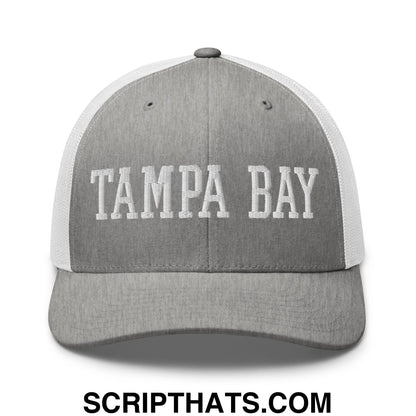 Tampa Bay Varsity College Block Embroidered Mesh Trucker Hat Heather Grey White