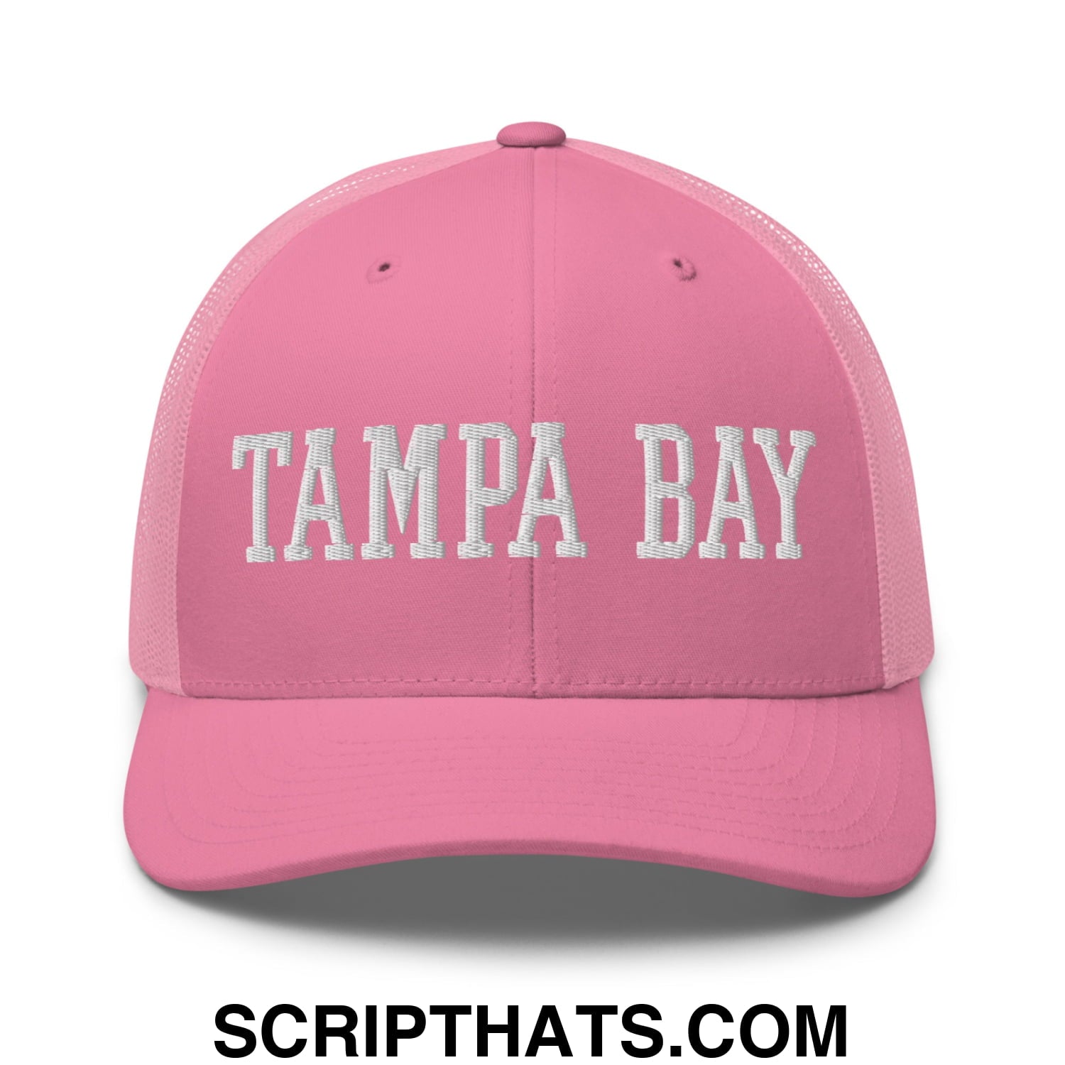 Tampa Bay Varsity College Block Embroidered Mesh Trucker Hat Pink