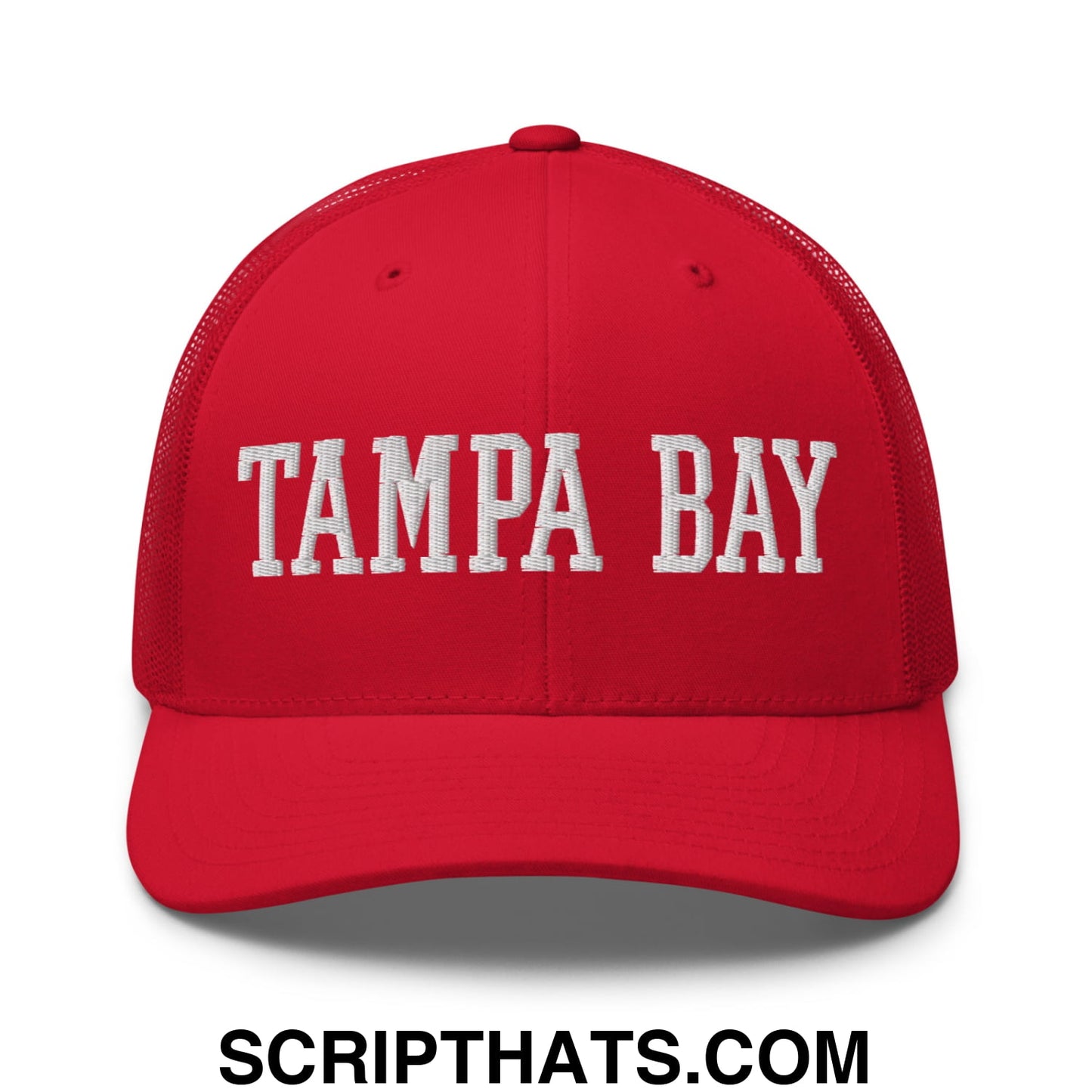 Tampa Bay Varsity College Block Embroidered Mesh Trucker Hat Red