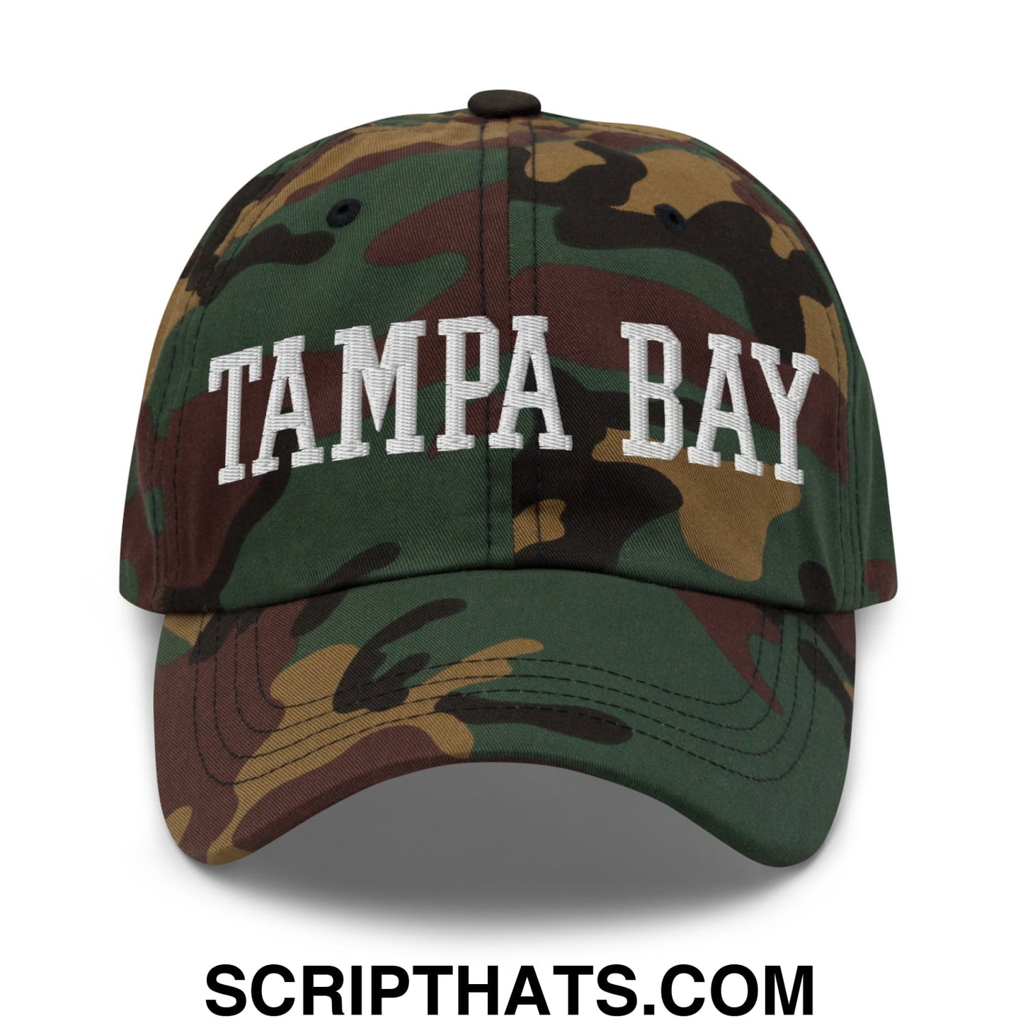 Tampa Bay Varsity College Block Embroidered Unstructured Dad Hat Green Camo