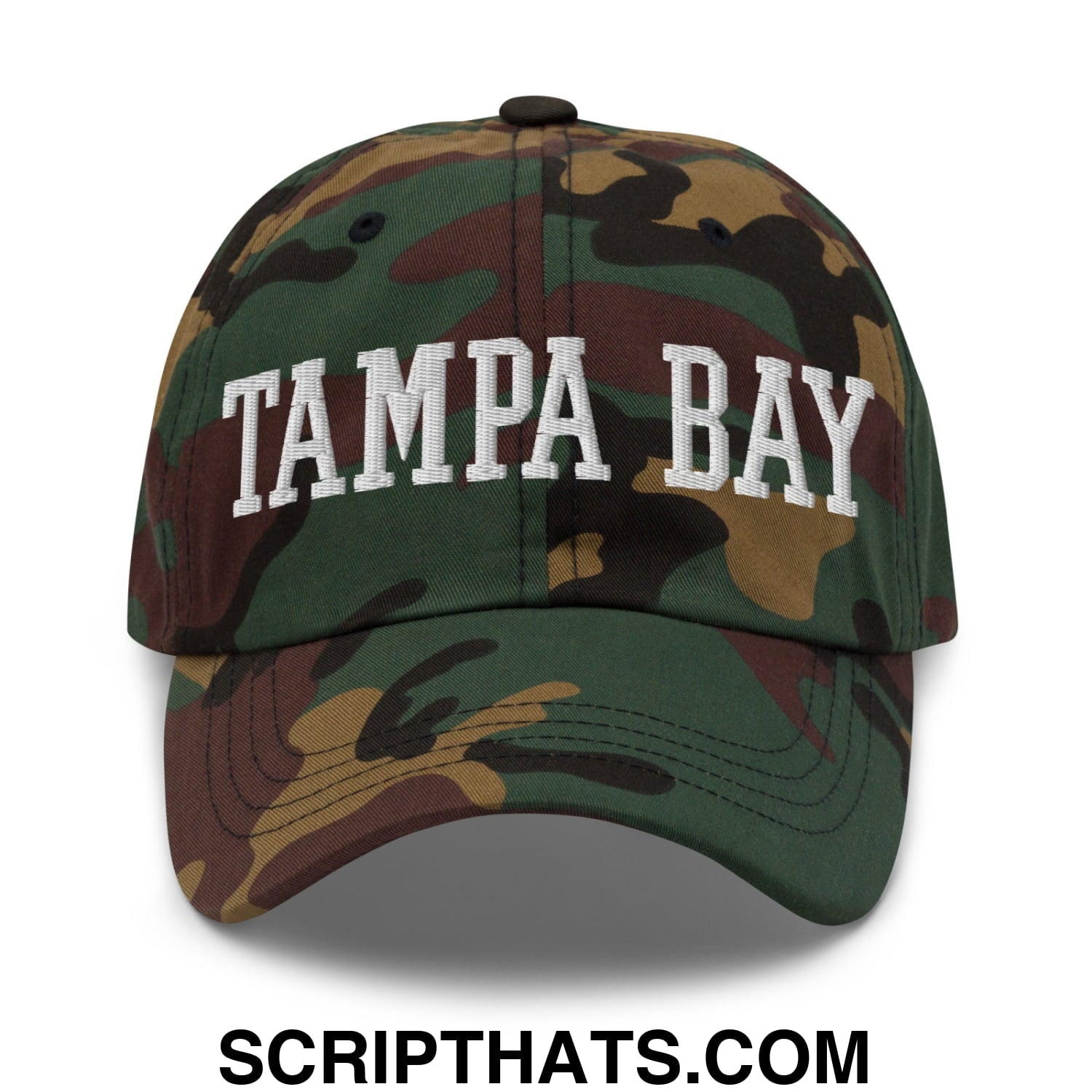 Tampa Bay Varsity College Block Embroidered Unstructured Dad Hat Green Camo