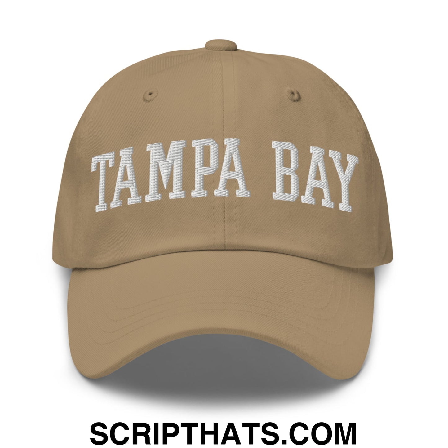 Tampa Bay Varsity College Block Embroidered Unstructured Dad Hat Khaki