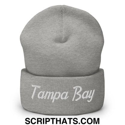Tampa Bay Vintage Sports Script Embroidered Knit Cuffed Beanie Heather Grey