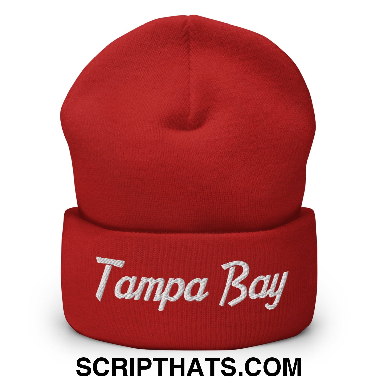Tampa Bay Vintage Sports Script Embroidered Knit Cuffed Beanie Red