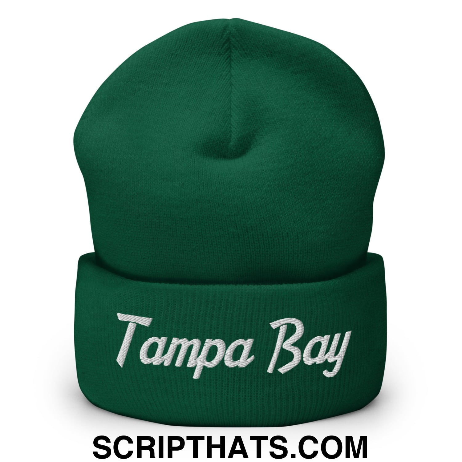 Tampa Bay Vintage Sports Script Embroidered Knit Cuffed Beanie Spruce