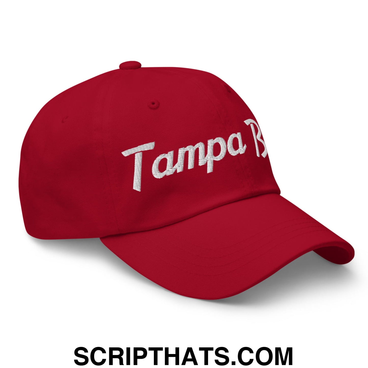 Tampa Bay Vintage Sports Script Embroidered Unstructured Dad Hat Cranberry