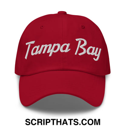 Tampa Bay Vintage Sports Script Embroidered Unstructured Dad Hat Cranberry