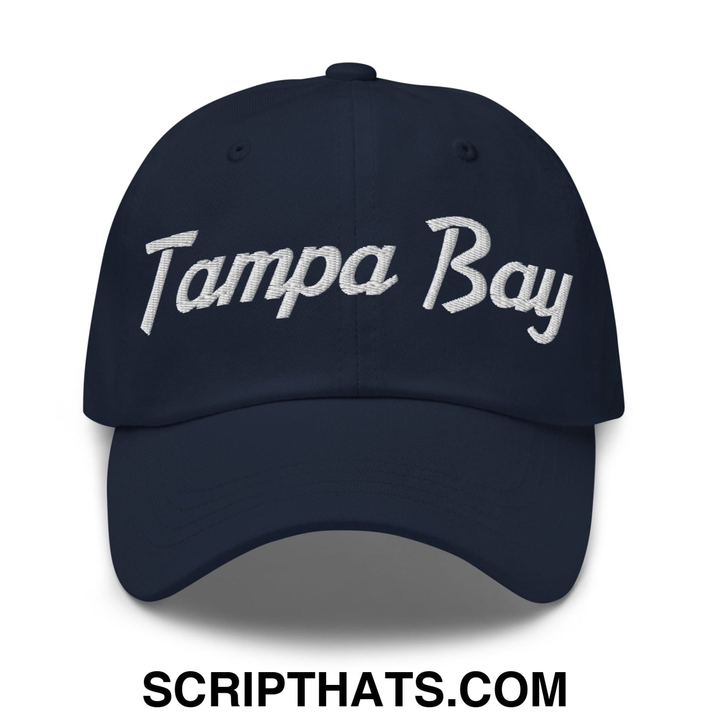 Tampa Bay Vintage Sports Script Embroidered Unstructured Dad Hat Navy