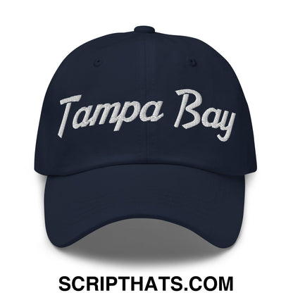 Tampa Bay Vintage Sports Script Embroidered Unstructured Dad Hat Navy