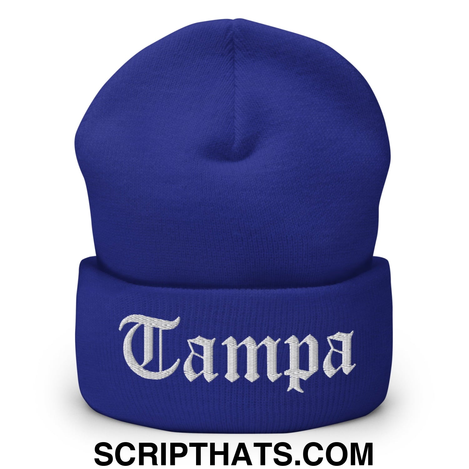 Tampa Old English Embroidered Knit Cuffed Beanie Royal